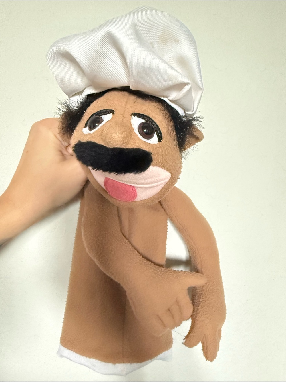 Plush Chef Hand Puppet in Brown with White Hat Melissa & Doug